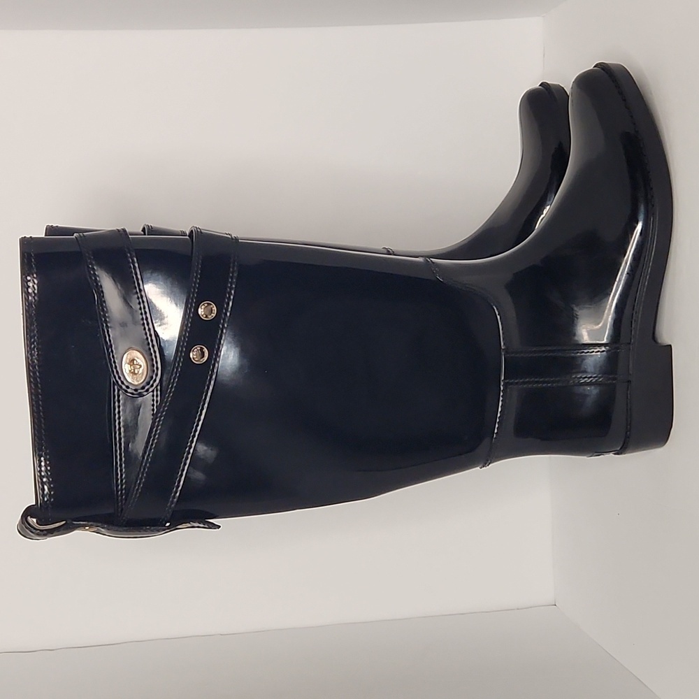 Coach Talia rubber leather knee high rain boots - Picture 1 of 11